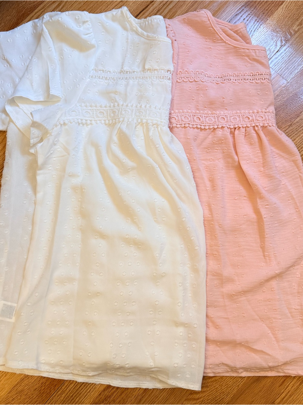 TWO SHEIN Pink and White Eyelet Shirts